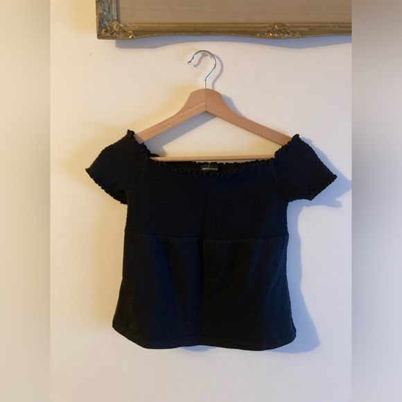 Moda International Vintage Black Off the Shoulder Shirt Women’s Size Medium - Picture 2 of 4